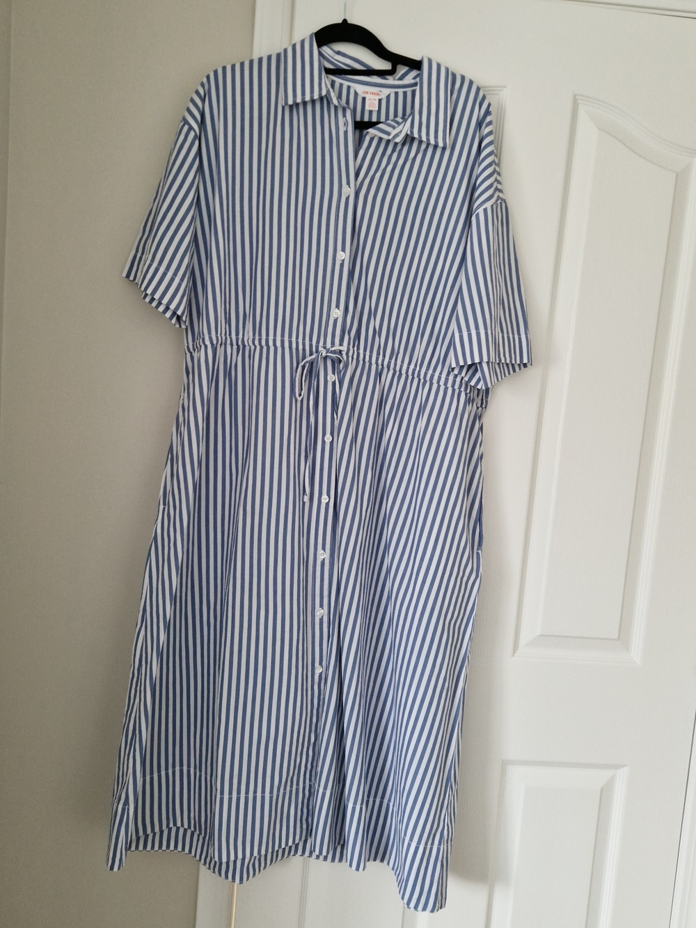 Joe Fresh Blue & White Striped Button-Front Midi Dress